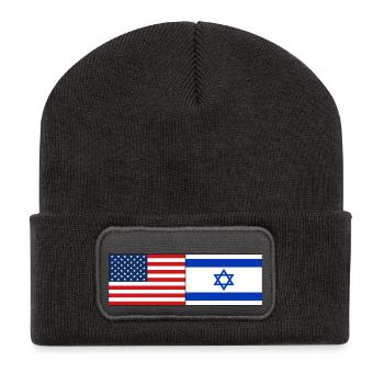 USA Israel Flag - Recycled Patch Beanie - dark grey - Front