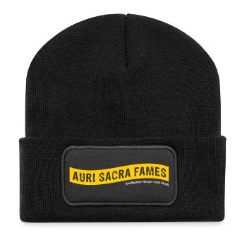 Auri sacra fames (latin) > Vectorgraphique - Beanie recyclé à patch - noir - Devant