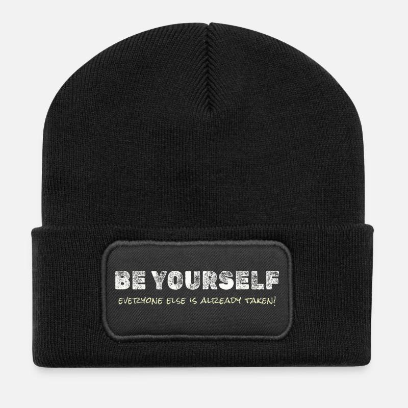 Soyez vous-même – T-shirt motivant - Beanie recyclé à patch - noir