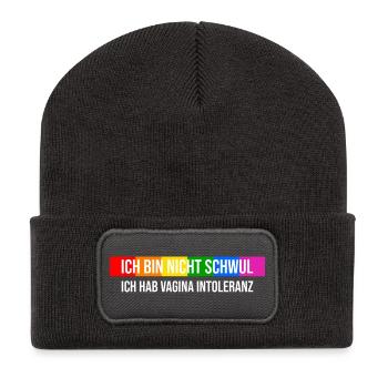 Nicht schwul sondern Vagina Intolerant - Recycelte Patch Beanie - Dunkelgrau - Vorne
