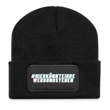 Hier könnte Ihre Werbung stehen Glitch Look - Recycelte Patch Beanie - Schwarz - Vorne