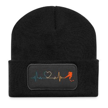 Joueur rétro de hockey sur glace Heartbeat Hockey - Beanie recyclé à patch - noir - Devant