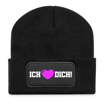 Je t’aime, mon cœur - Beanie recyclé à patch - noir - Devant