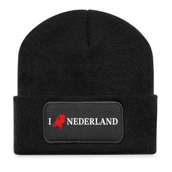I Love Nederland Niederlande - Recycelte Patch Beanie - Schwarz - Vorne