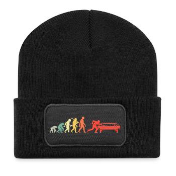 Retro Pool Billiard Evolution Mit Billiardtisch - Recycelte Patch Beanie - Schwarz - Vorne