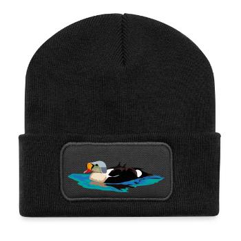 Prachteiderente - Recycelte Patch Beanie - Schwarz - Vorne