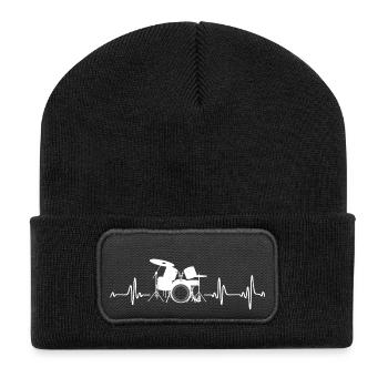 Schlagzeug Heartbeat - Recycelte Patch Beanie - Schwarz - Vorne