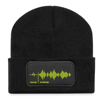 Wochentage - Wochenende Frequenz Party Shirt - Recycelte Patch Beanie - Schwarz - Vorne