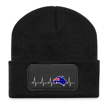 I love Australia - heartbeat - Recycled Patch Beanie - black - Front