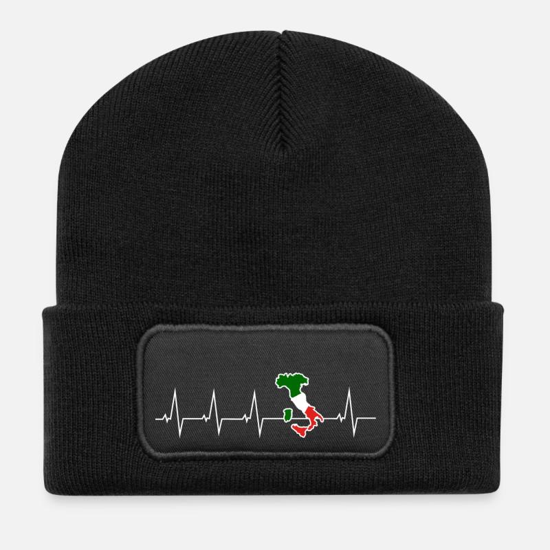 Ich liebe Italien - Herzschlag - Recycelte Patch Beanie - Schwarz