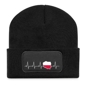 I love Poland - heartbeat - Recycled Patch Beanie - black - Front