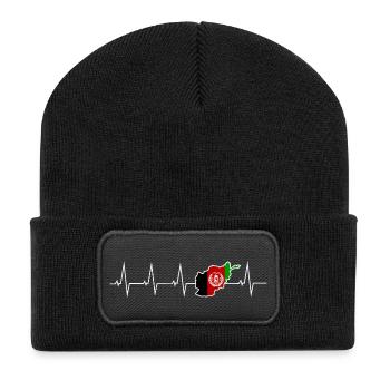 J’aime l’Afghanistan - battement de coeur - Beanie recyclé à patch - noir - Devant