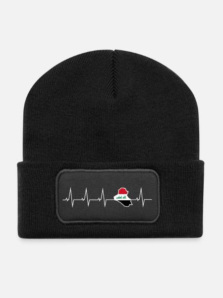 J’aime l’Iraq - battement de coeur - Beanie recyclé à patch - noir