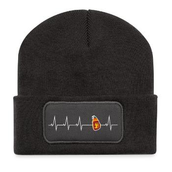 Ich liebe Sri Lanka - Herzschlag - Recycelte Patch Beanie - Dunkelgrau - Vorne
