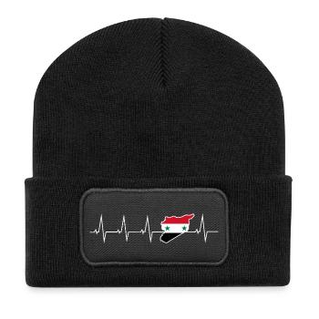 J’aime la Syrie - battement de coeur - Beanie recyclé à patch - noir - Devant
