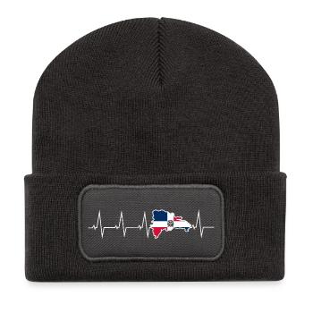 J’aime la République dominicaine - battement de - Beanie recyclé à patch - charbon - Devant
