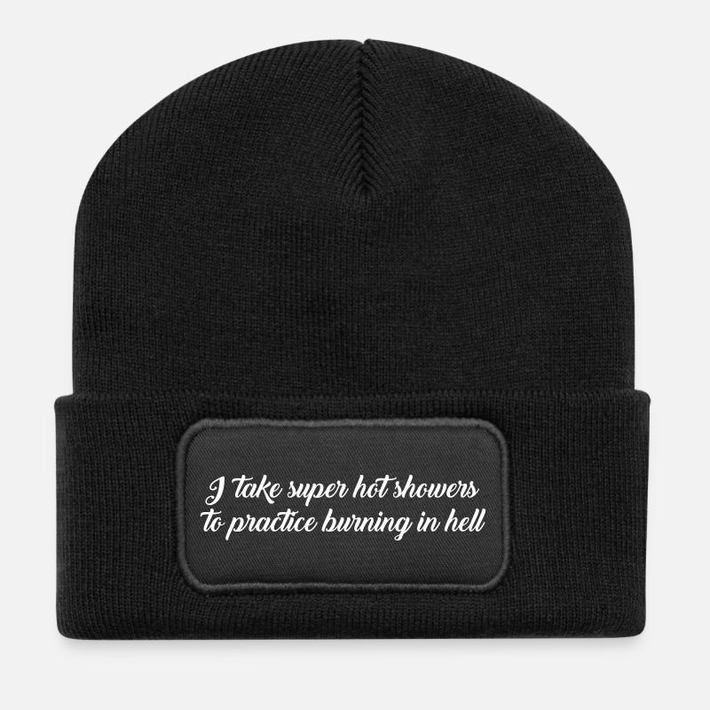 hot showers text - Recycled Patch Beanie - black