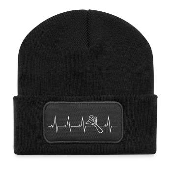 J'adore les poireaux cadeau rythme cardiaque - Beanie recyclé à patch - noir - Devant