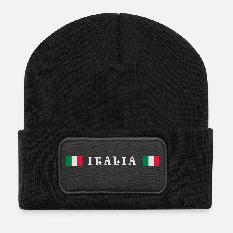 Italia - Recycelte Patch Beanie - Schwarz