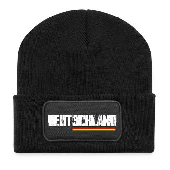 Fußball Deutschland - Recycelte Patch Beanie - Schwarz - Vorne