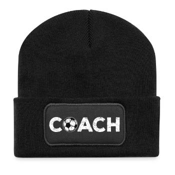 COACH SHIRT lustiges Geschenk Fußball Trainer - Recycelte Patch Beanie - Schwarz - Vorne