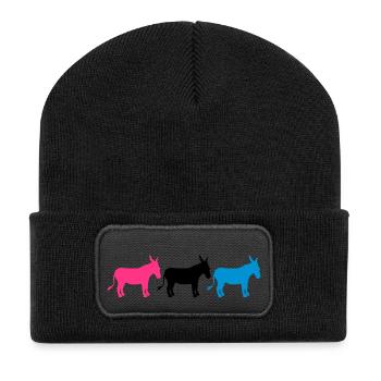 3 freunde crew party reihe esel pferd pony klein p - Recycelte Patch Beanie - Schwarz - Vorne