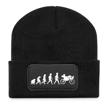 Evolution Liegerad Liegefahrrad Fahrrad Radsport - Recycelte Patch Beanie - Schwarz - Vorne