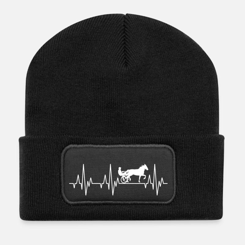 Heartbeat ECG harnais de course cheval de course - Beanie recyclé à patch - noir