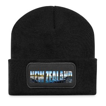 Idée cadeau de la Nouvelle-Zélande Backpacker Work & Travel - Beanie recyclé à patch - noir - Devant