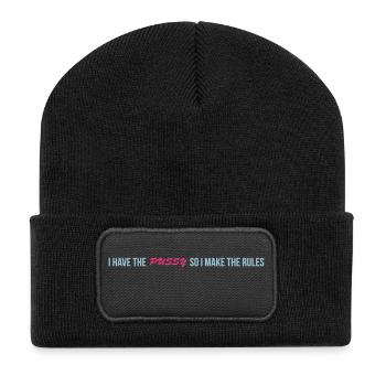 i have the pussy so i make the rules - Recycled Patch Beanie - black - Front