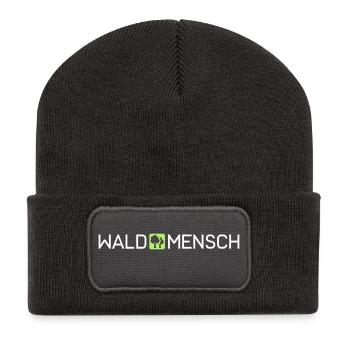 Waldmensch | Wald Bäume Waldbaden Natur Naturliebe - Recycelte Patch Beanie - Dunkelgrau - Vorne