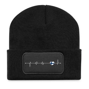 Heartbeat Love Finlande Drapeau - Beanie recyclé à patch - noir - Devant