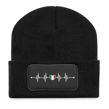 Drapeau italien Heartbeat Design - Beanie recyclé à patch - noir - Devant