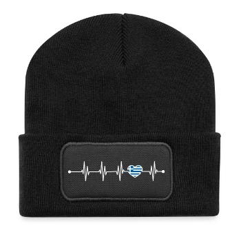Heartbeat drapeau de la Grèce - Beanie recyclé à patch - noir - Devant