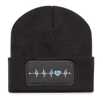 Heartbeat drapeau de la Grèce - Beanie recyclé à patch - charbon - Devant