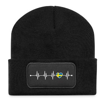 Image de conception en attente - Beanie recyclé à patch - noir - Devant