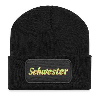 Kosename Schwester 3D Style - Recycelte Patch Beanie - Schwarz - Vorne
