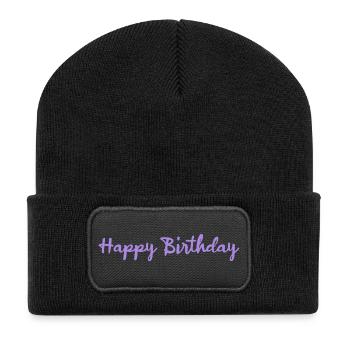 HAPPY BIRTHDAY - Beanie recyclé à patch - noir - Devant