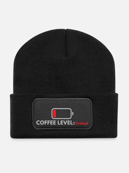 Coffee Level: Critical - Recycled Patch Beanie - black