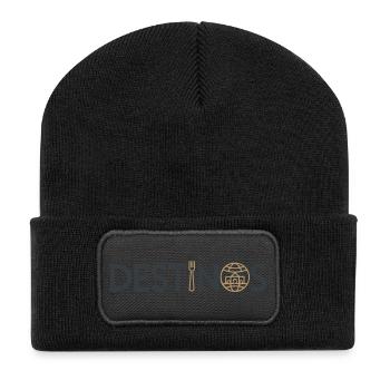 Illustration d'une carte alimentaire inspirée de la Terre - Beanie recyclé à patch - noir - Devant
