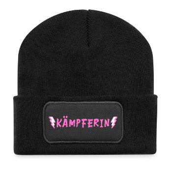 Kämpferin - Recycelte Patch Beanie - Schwarz - Vorne