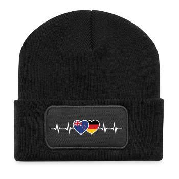 Neuseeland und Deutschland Deutscher Neuseeländer - Recycelte Patch Beanie - Schwarz - Vorne