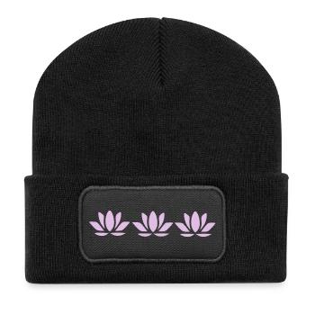Fleur de lotus Fleur de lotus Fleurs de violet pastel Fleurs - Beanie recyclé à patch - noir - Devant