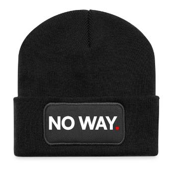 AUF KEINEN FALL | Minimalistischer humoristischer Ausdruck - Recycelte Patch Beanie - Schwarz - Vorne