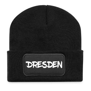 Dresden - Sachsen - Frauenkirche - Zwinger - Elbe - Recycelte Patch Beanie - Schwarz - Vorne