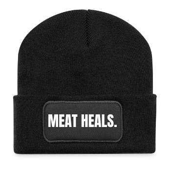 LA VIANDE GUÉRIT | Mode de vie carnivore basé sur les animaux - Beanie recyclé à patch - noir - Devant