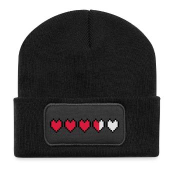 Leben Pixel - Recycelte Patch Beanie - Schwarz - Vorne