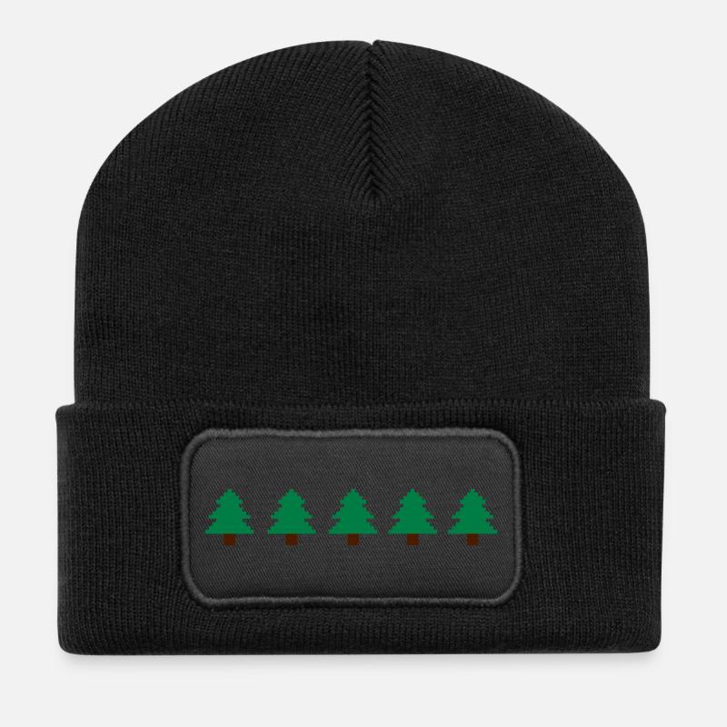 Weihnachtsbäume Pixel - Recycelte Patch Beanie - Schwarz