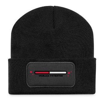 VEUILLEZ PATIENTER - Beanie recyclé à patch - noir - Devant