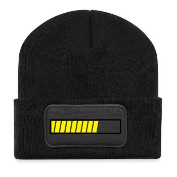 Ladebalken Loading Bar dauer zeit wird geladen Uni - Recycelte Patch Beanie - Schwarz - Vorne
